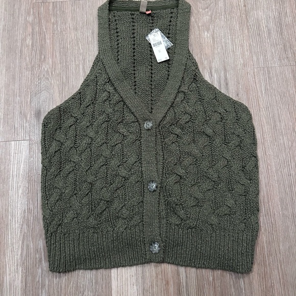 New with tags Anthropologie Olive Green Cable Knit Tank Top - Picture 8 of 8